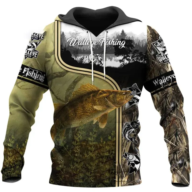 

2024 Spring and Autumn Fashion Men's Hoodie/Outdoor Wilderness Fishing 3D Printed Harajuku Hoodie Casual Pullover Coat