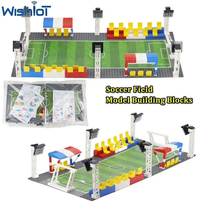 MOC Fußball Stadion DIY Modell Baustein Sportplatz Basis Bord Platte Zusammengebaute Sammeln Ornamente Spielzeug Kleine Ziegel Geschenk
