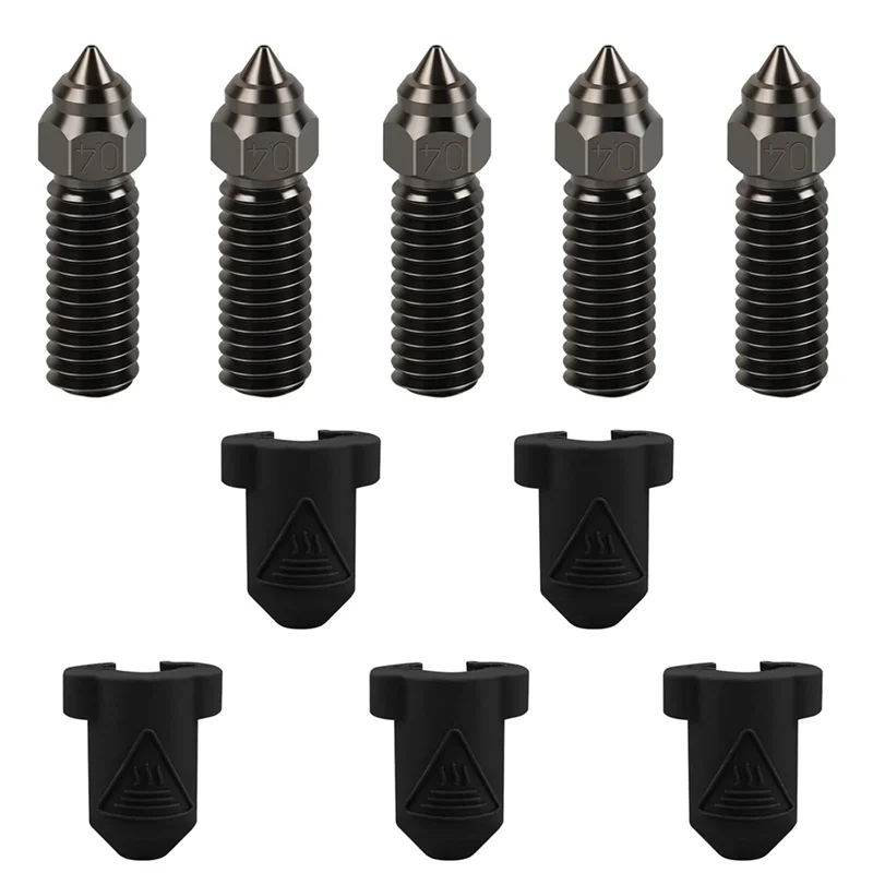 

5PCS Set Of 0.4Mm Hardened Steel Nozzles With Silicone Covers For Creality K1, K1 Max Hotend Extruder Kit