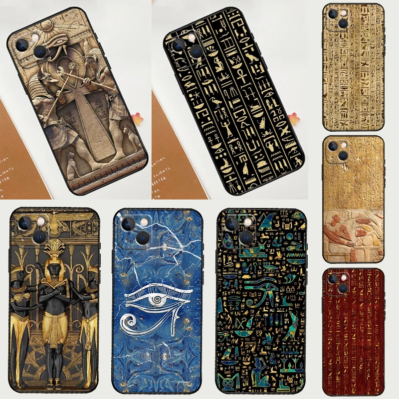 Egypt Pharaoh Mural Phone Case For iPhone 11 12 13 14 15 16 Pro Max Back Cover For iPhone 13 Mini X XS Max XR Plus