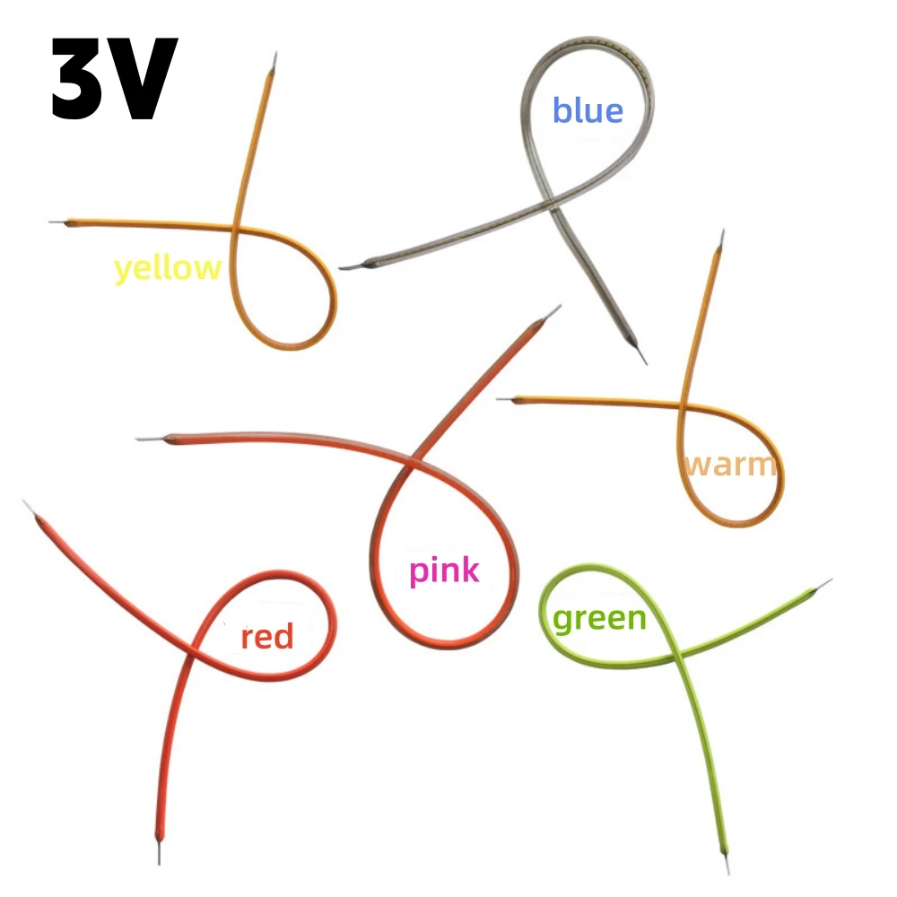 2/5/10 PIÈCES LED Filament Flexible DC3V 60mm 95mm 80mm 145mm 185mm 200mm 300mm 450mm Edison Ampoule Lampe Pièces COB LED Bricolage Diode Lumière