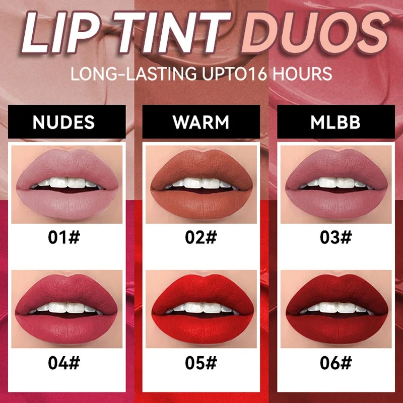 Nude Brown Matte Velvet Lip Gloss, Batom Líquido Impermeável, Nude Brown Lips Tint Mud Lip Glaze, Maquiagem Cosméticos, 6 Cores