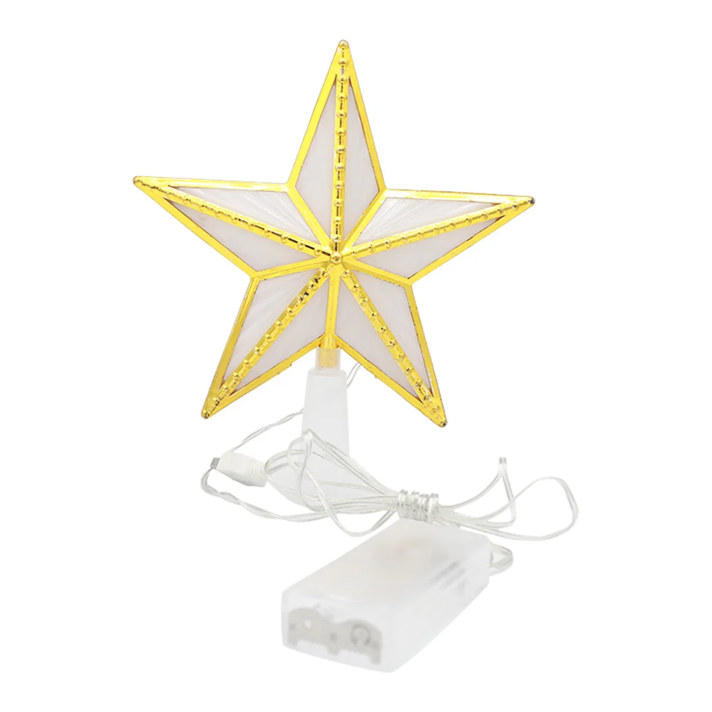 Pentagram Tree Top Star Xmas Gift Star-shaped Ornament Decorations Christmas Luminous Adorn Plastics High Ornamental