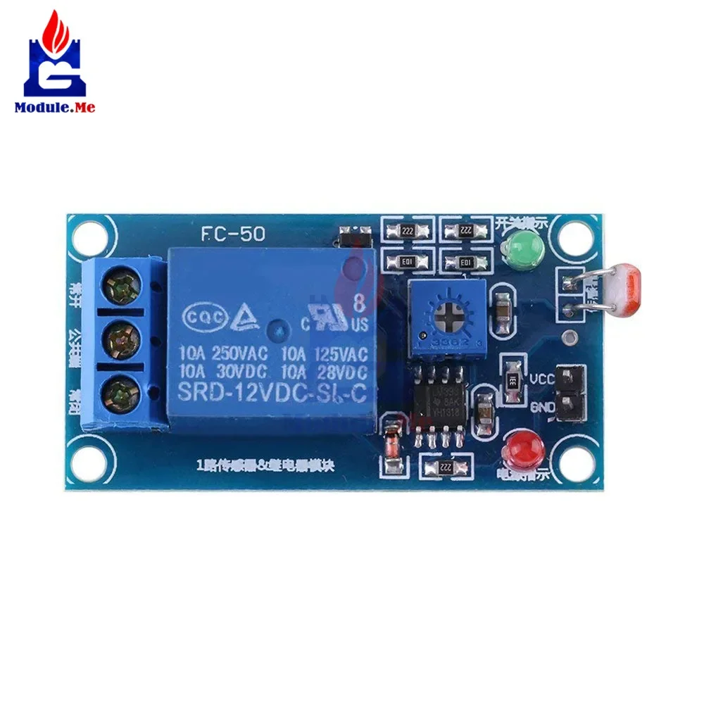 DC 5V/DC 12V Light Photoswitch Sensor LDR Photoresistor Relay Module Light Detection Photosensitive Sensor Board