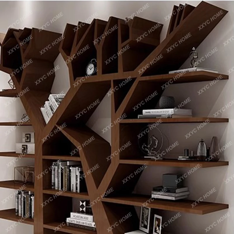 HHhot Sale Display Book Shelves Wood Tree Bookshelf Storage Living Room Bookends Library Buffet Cabinet