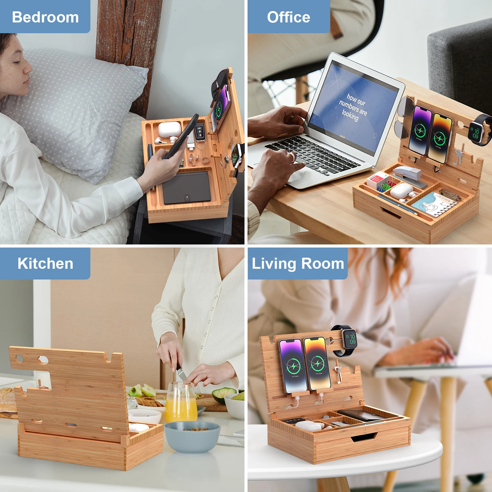 Fathers Day Gift Desktop Wooden Storage Box Organizer Drawer Office Storage Rack Stationery Desk Pen Holder Phone Organizer