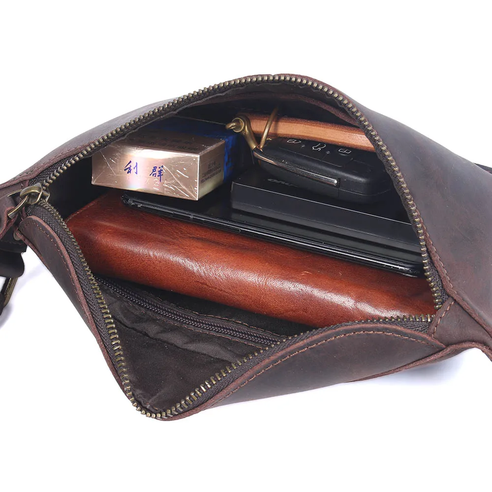 S.WORKE Vintage Echtleder Herren-Brusttasche Umhängetasche Kleine Crazy Horse Rindsleder Damen Mode Handytasche – Detail 12