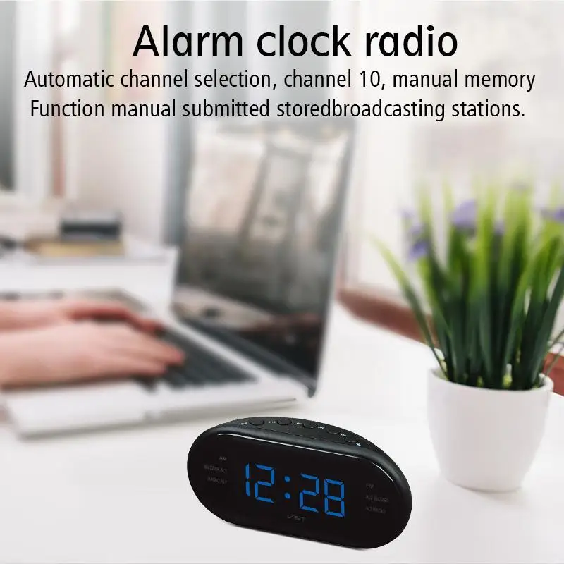 New Fashion Modern AM/FM LED Clock Radio Electronic Desktop Alarm Clock Digital Table Clocks Snooze Function With EU Plug hotsal