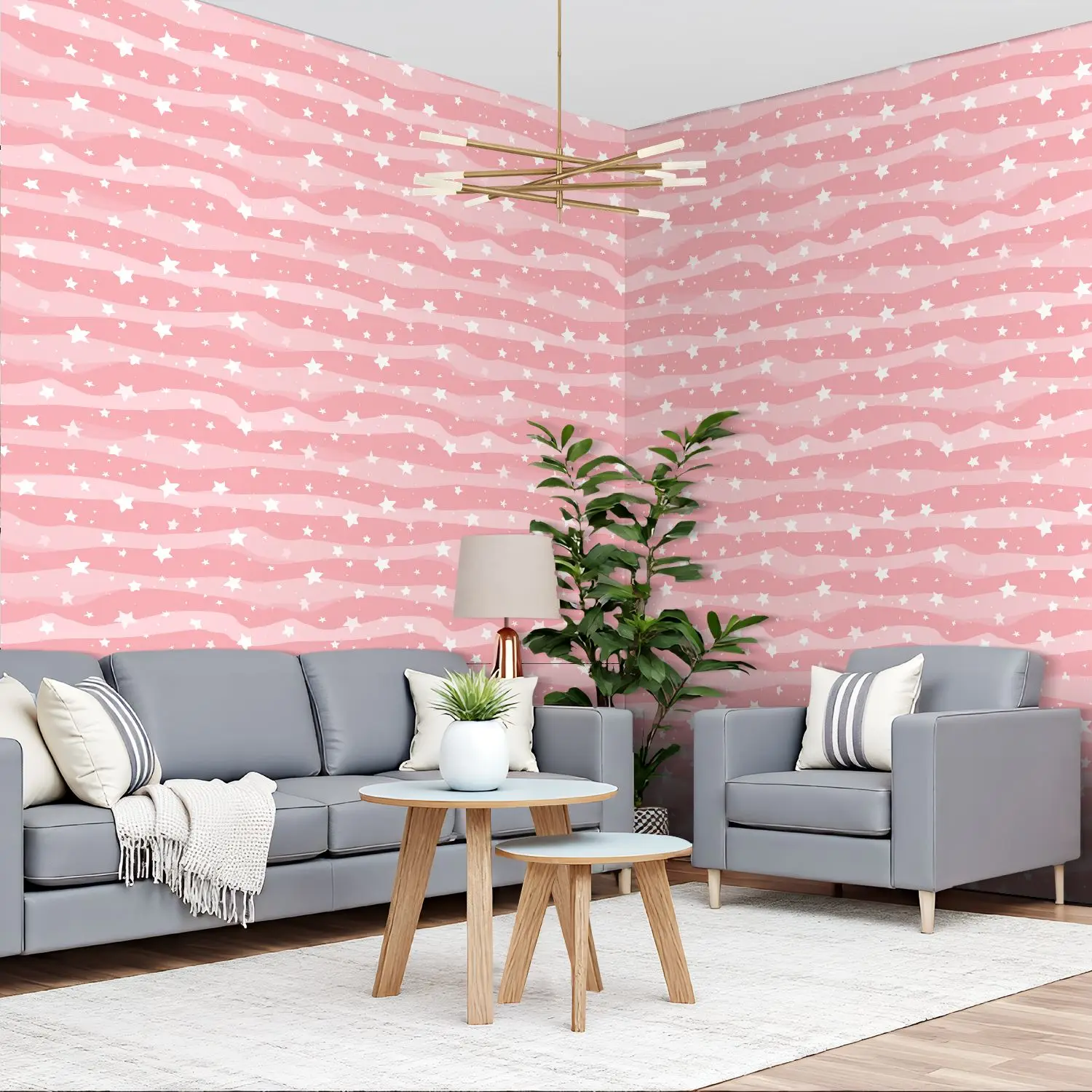 

Розовые обои со звездным небом 22,83 "X 118" водонепроницаемые обои для гостиной/спальни/ванной комнаты ПВХ стикер на стену