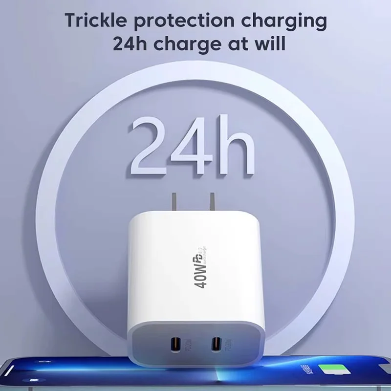Elough 40W Dwuportowa Ładowarka USB C Szybkie Ładowanie QC3.0 PD Typ C Adapter Szybkiego Ładowania Telefonu Dla iPhone Xiaomi Samsung Huawei — zdjęcie produktu 3