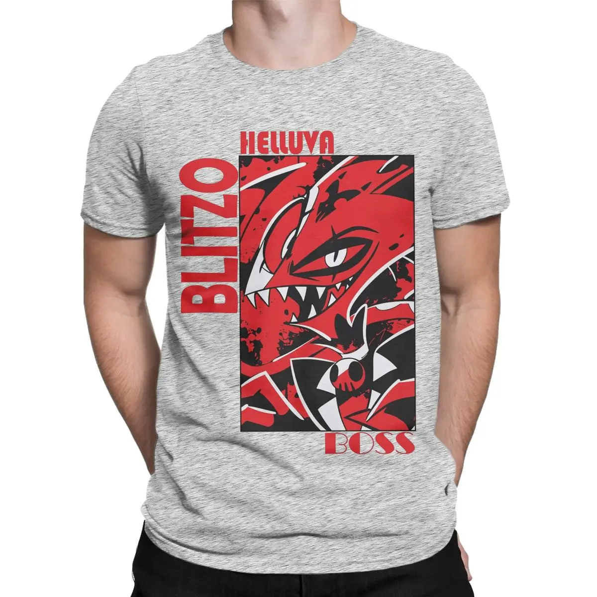 مضحك Helluva Boss Blitzo تي شيرت للرجال والنساء Crewneck القطن تي شيرت قصير الأكمام تيز هدية عيد ميلاد بلايز #2