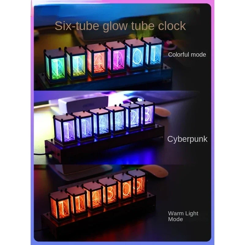 

RGB Glow Tube Clock Gaming Room Desktop LED Lighting Creative Digital Table Ornament Electronic Digital Desktop