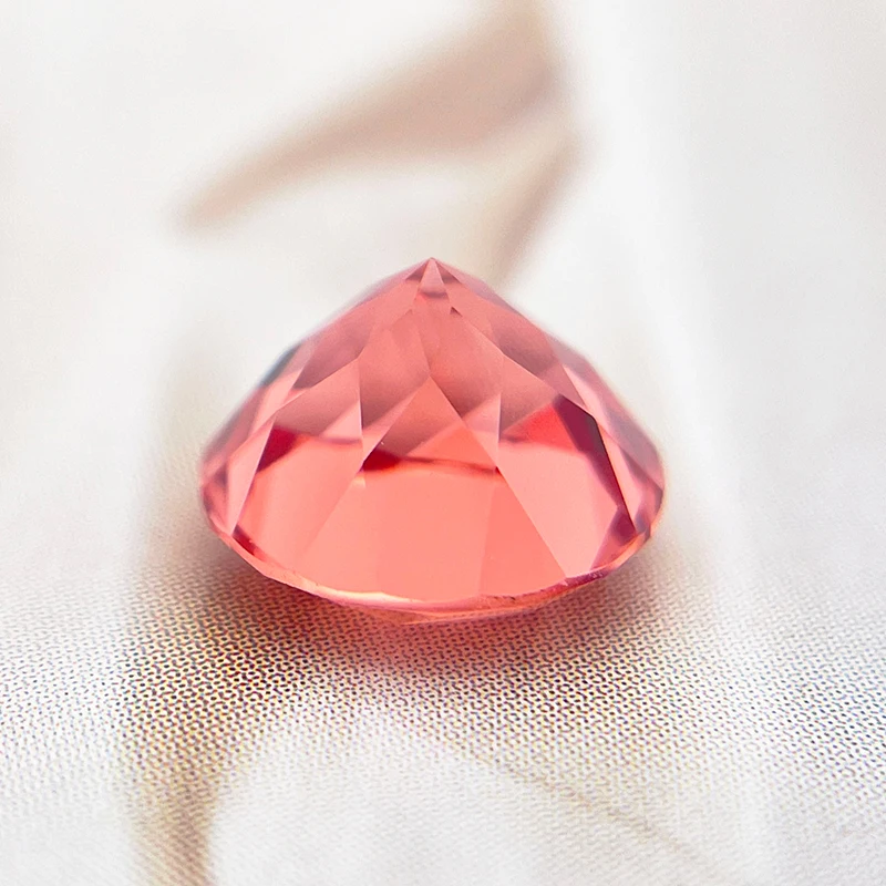 Im Labor gezüchtete Padparadscha-Perlen in runder Form, Farbe Feuerlotus, Charm-Perlen für DIY-Schmuckherstellung, Anhängermaterialien mit Zertifikat – Detail 6