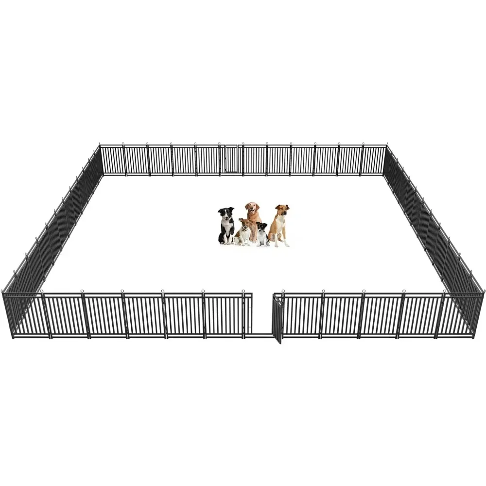 

Забор для собак на открытом воздухе в помещении, панели, манеж для больших/средних/маленьких собак, металлическая ручка для собак для двора, кемпинга и автофургона, черный-серебристый