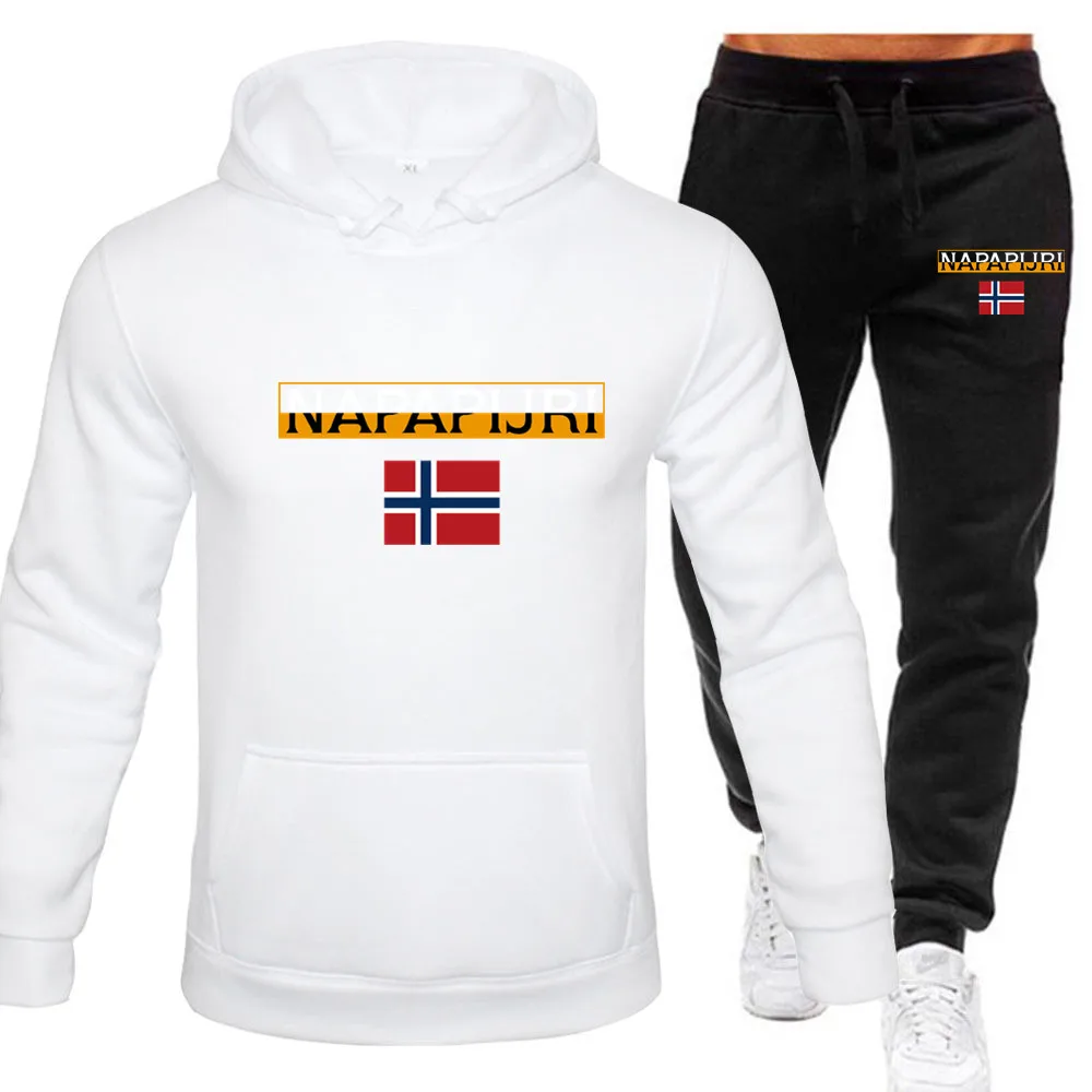 2025 Felpa con cappuccio e pantaloni universitari da uomo autunno/inverno Pantaloni da corsa sportivi e per il tempo libero Fashion Street Nuovo set