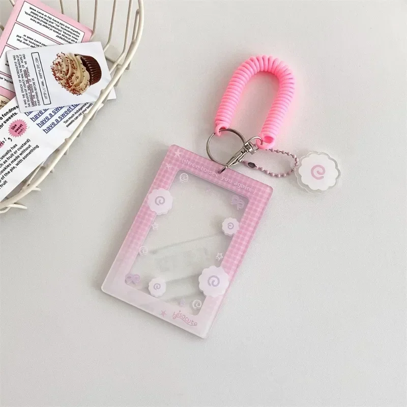 3 Inch Creative Design Kpop Photocard Holder Sweet Student ID Card Protector with Keychain Lanyard Friend Photo Card Cover Case