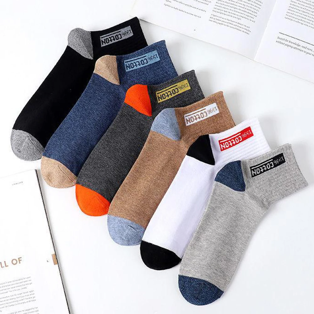 1/6 Pairs الرجال اللون منعت القطن منتصف جوارب أنبوبية رسالة عصرية مريحة امتصاص العرق تنفس جوارب رياضية غير رسمية