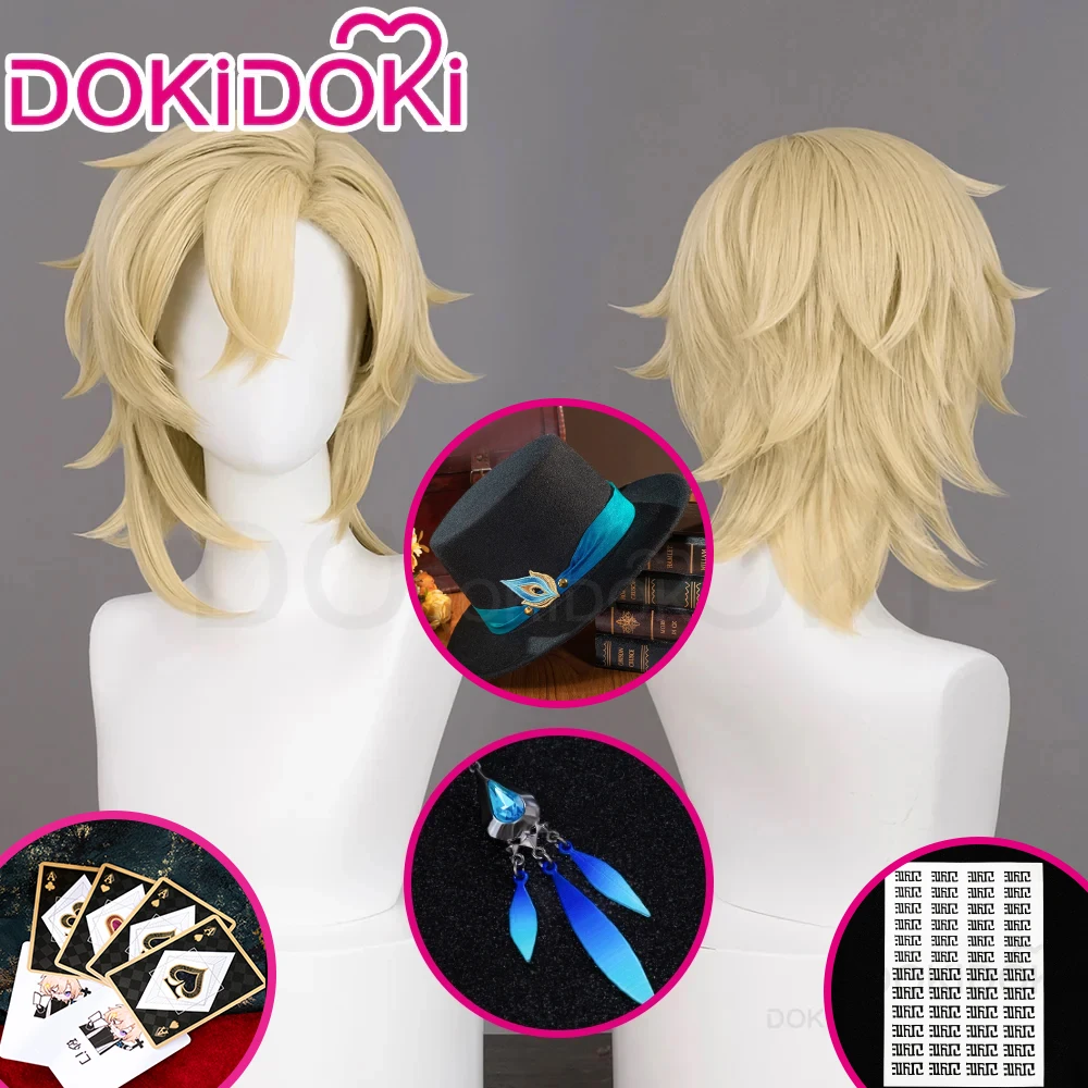 IN STOCK Aventurine Wig Game Honkai: Star Rail Cosplay DokiDoki Men Short Hair Aventurine Ear Clip Tattoo Hat Poker Christmas