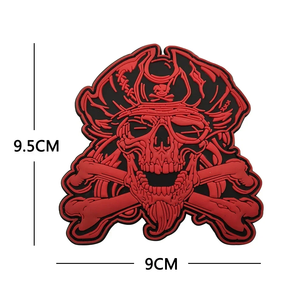 Pirate Captain Jack Skull PVC Patches Glow Emblem Hook&loop Armband Military Morale Badge Tactical Accessories Backpack Sticker