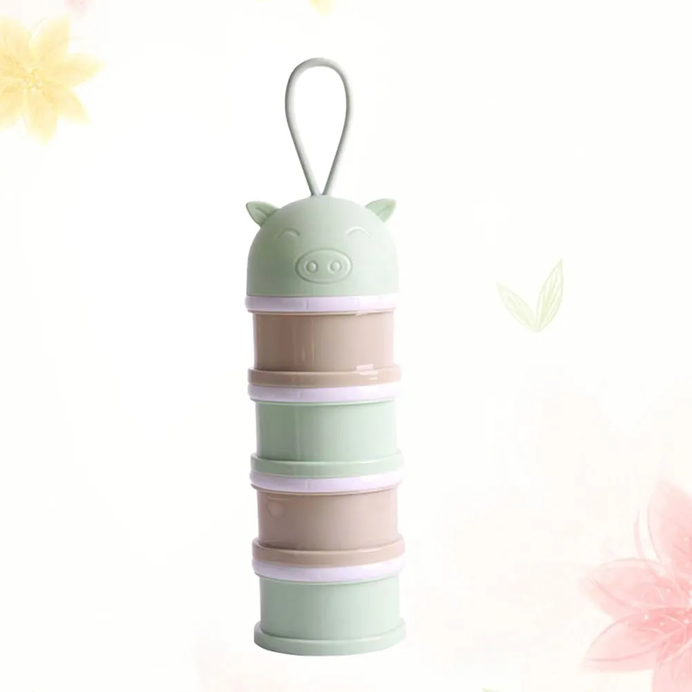 

Портативный четырехслойный контейнер для детского питания, светло-зеленый, компактный, креативный, безопасный контейнер для закусок для детей