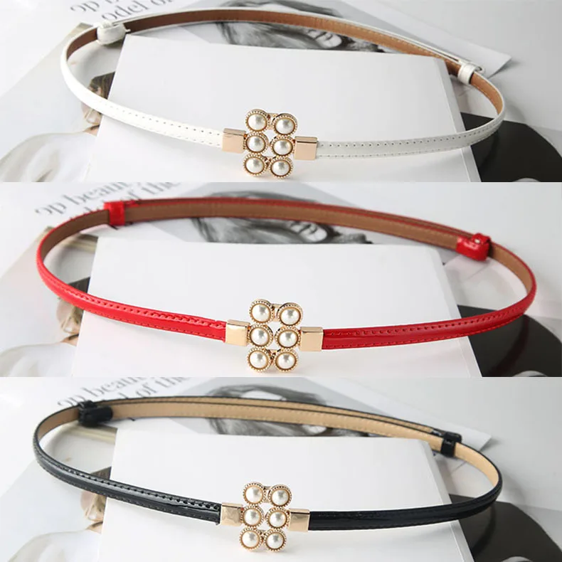 

Simple and Versatile Women's Thin Belt Fashion Ins Style Decorative Pearl Buckle Belt with Skirt Waist Coat Waist Chain
