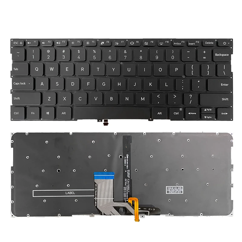 Teclado de ordenador portátil para Xiaomi Air13.3 161301 TM1704 TM1703 TM1613R tm1604, Teclado retroiluminado