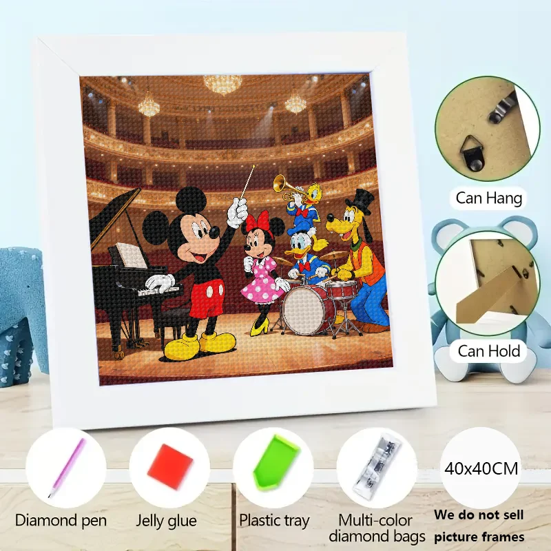 

1 шт. Disney Mickey Mouse & Friends Orchestra 5D комплект алмазной живописи, полная дрель, вышивка стразами, настенное искусство, сделай сам, мультфильм Musi