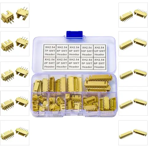 

XH2.5 SMT Header Jst 2.54mm Pitch IC Socket Plugs Adapter 69Pcs, JST-XH SMT Header Right Angle Header (XH2.5-SMT-R/A)