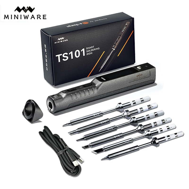 Original TS101 Soldering Iron 65W Mini Portable Adjustable Temperature LCD New Upgrade TS100 with Soldering Iron Tip Set