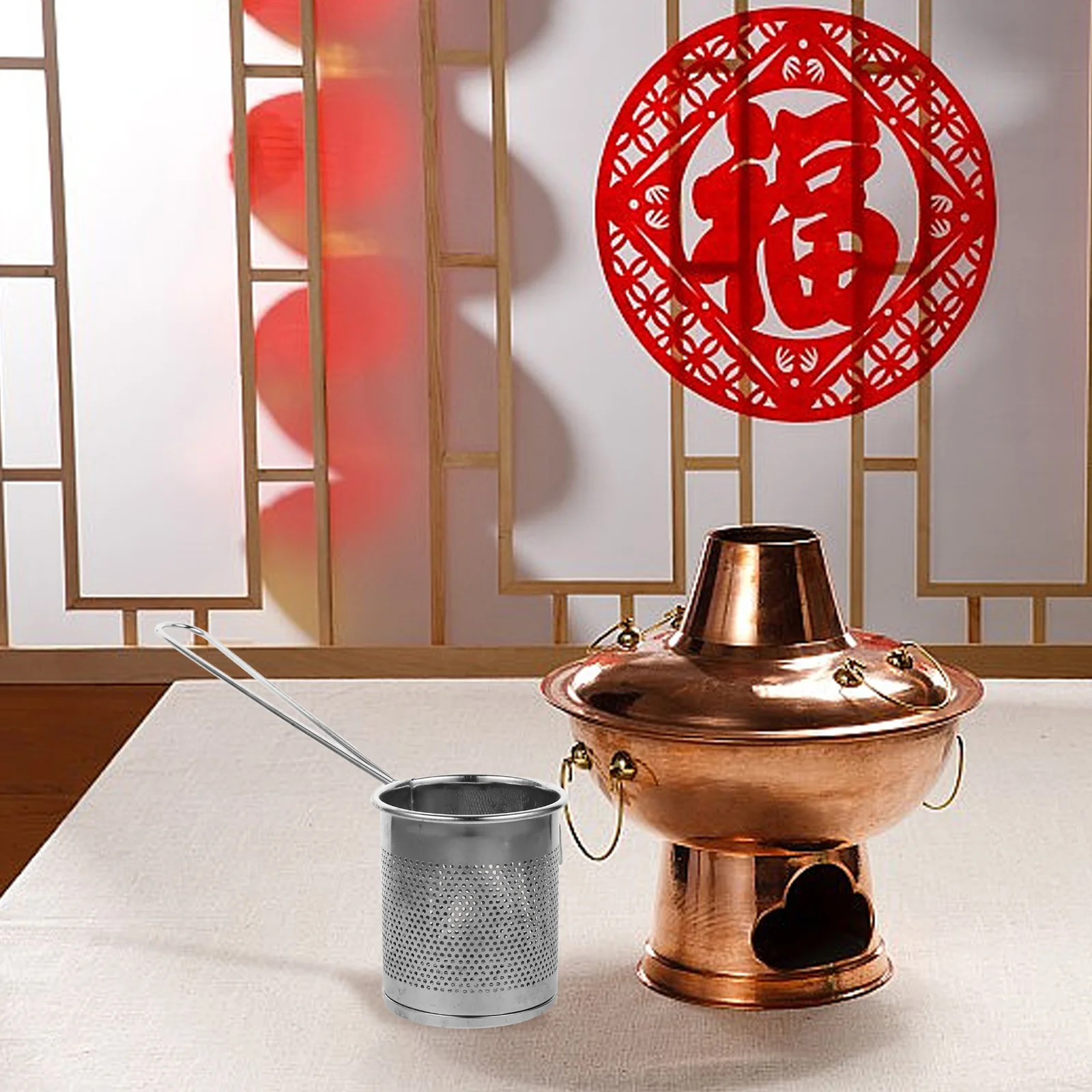 

Stainless Steel Hot Pot Strainer Spoon Pasta Strainer Basket Fine Mesh Filter Reliable Extended Handle Large Capacity