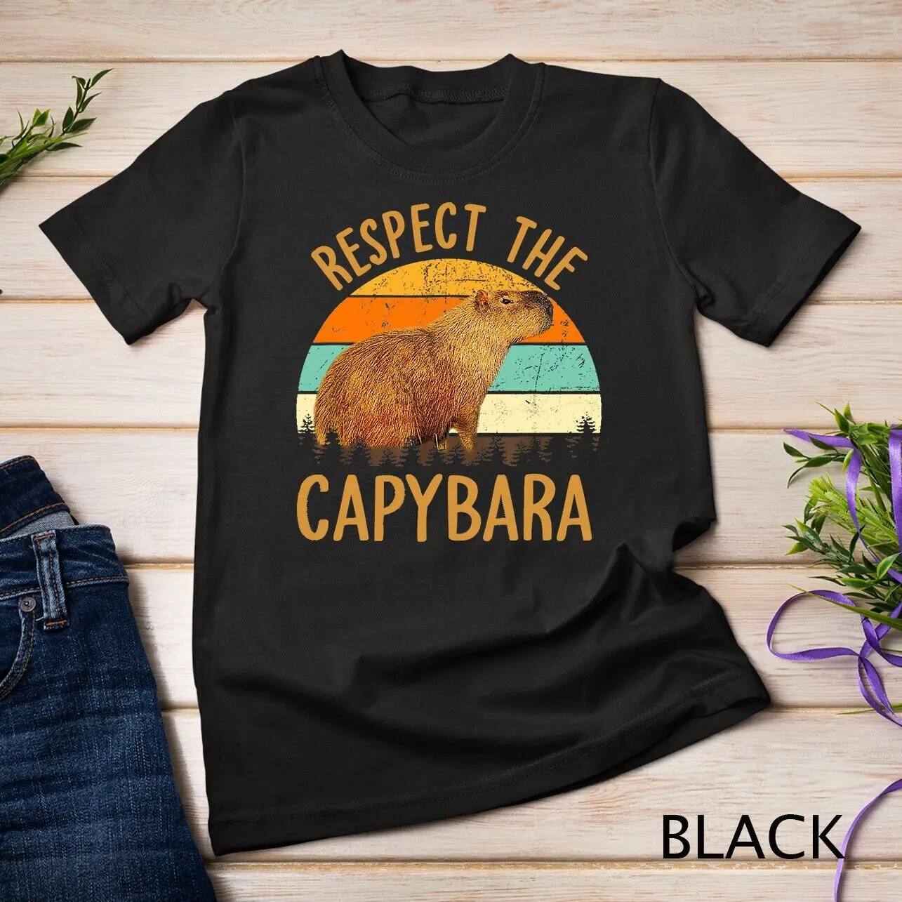 

Respect The Capybara Animal Funny Capybara Lover T-Shirt Unisex T-shirt