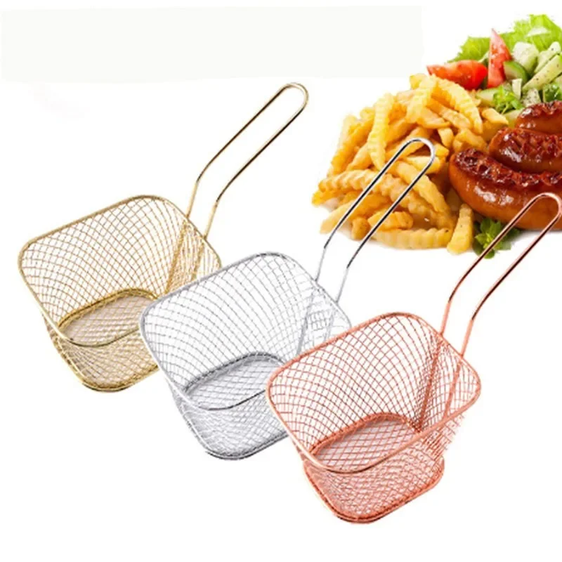 1Pcs Edelstahl Französisch Frites Korb Mesh Küche Braten Werkzeuge Sieb Mini Chips Friteuse Kochen Braten Korb Sieb