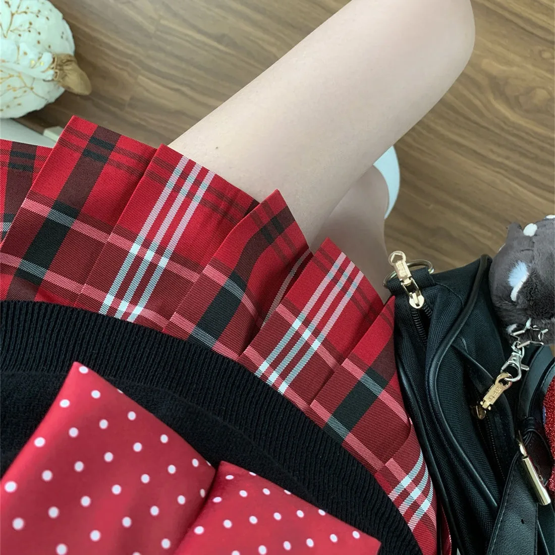 Japanese JK Uniform Multi-color Plaid Skirt-campus Style High Waist Pleated Skirt with Bow School Style for Cosplay Student