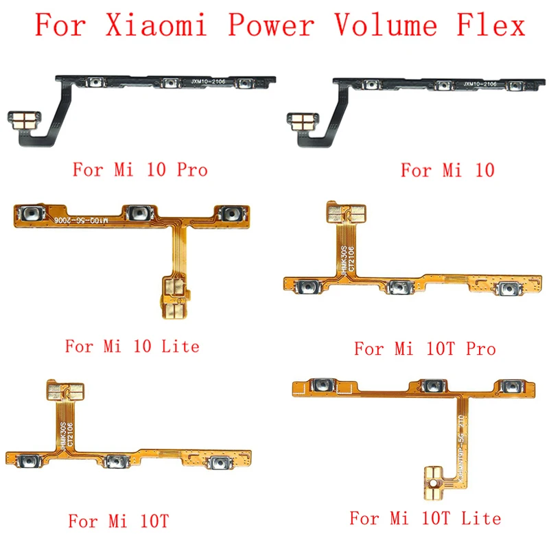 Power Volume Button Flex Cable For Xiaomi Mi 10 10 Pro 10 Lite 10T 10T Pro 10T Lite Side Button Flex Cable Repair Parts