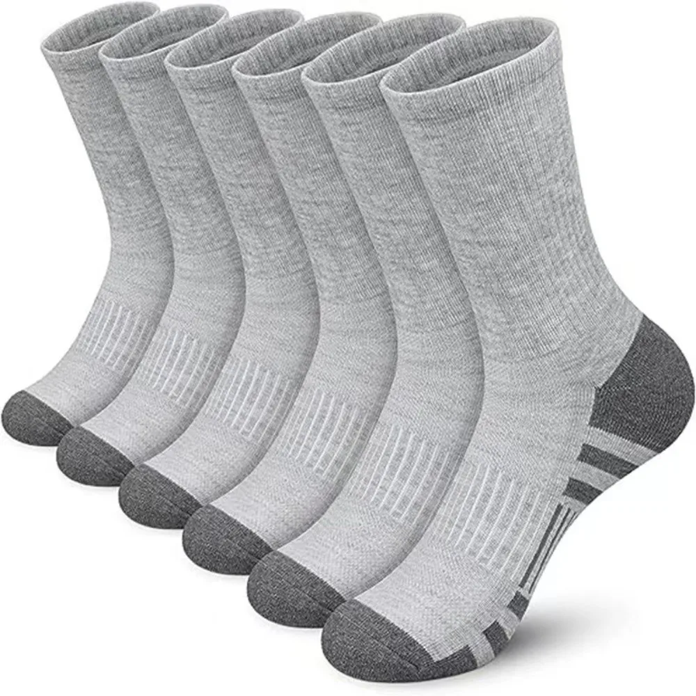 

6 Pairs Breathable Men's Outdoor Socks Comfortable Soft Performance Cushioned Gym Socks Ground-Gripping Athletic Socks