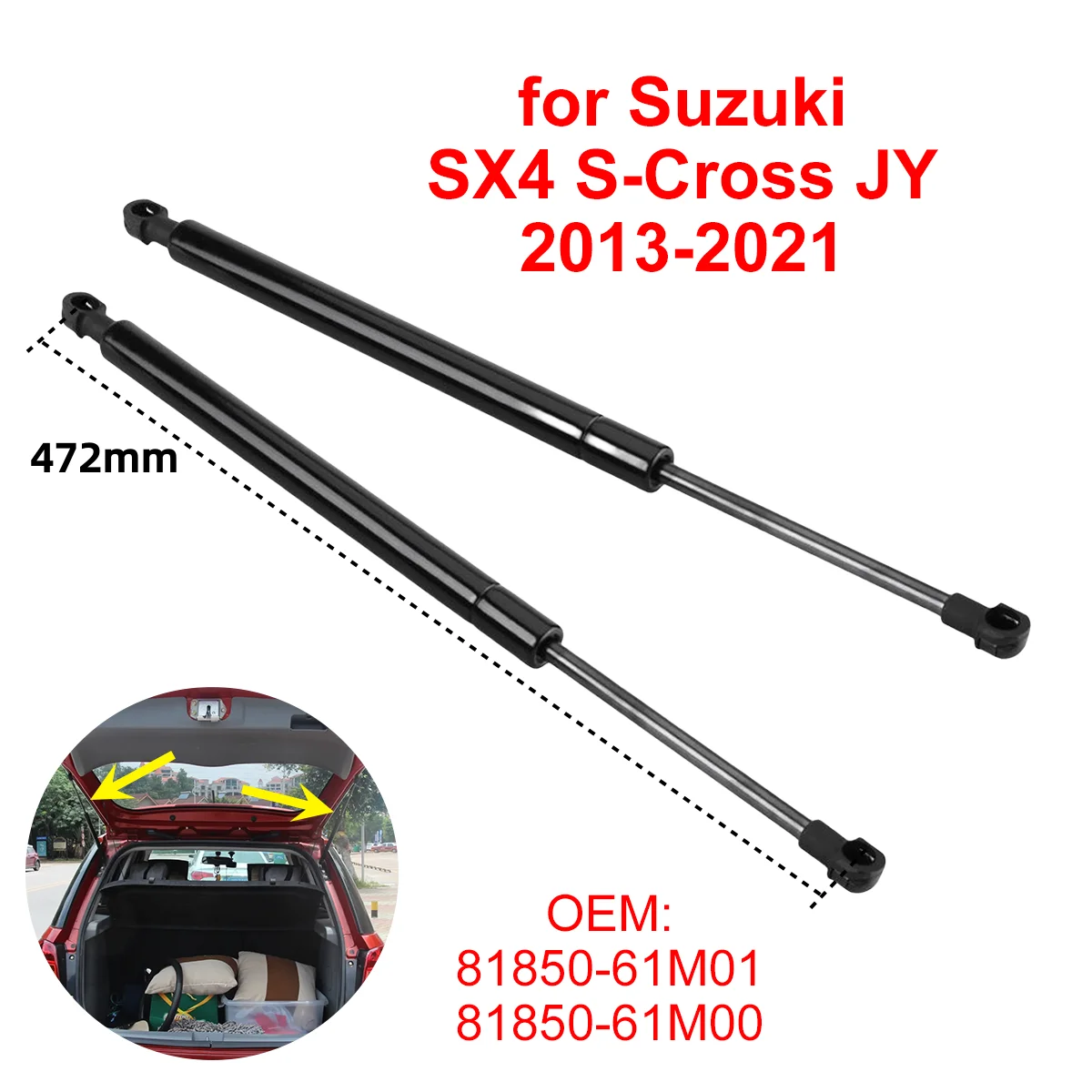 2Pcs Car Rear Trunk Boot Tailgate Gas Struts Lift Support Rods Dampers 81850-61M00 for Suzuki SX4 S-Cross 2013-2021