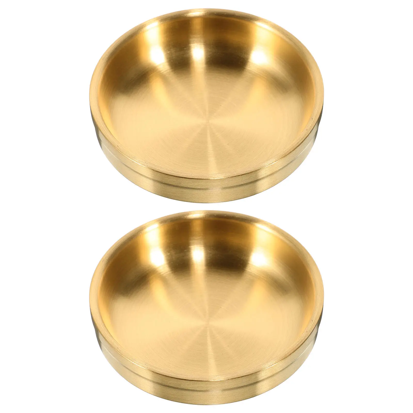 

2Pcs Jewelry Storage Tray Gold Stainless Steel Small Round Decorative Jewelry Dish Organizer for Vanity Nightstand Rings