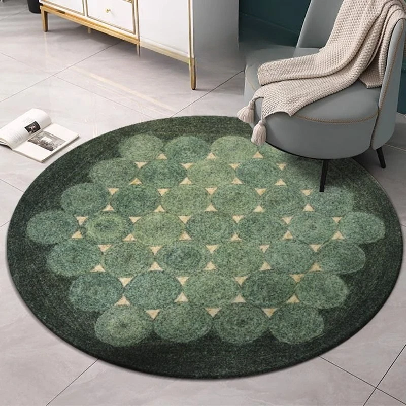 Retro Style Round Carpet Light Luxury Soft Living Room Bedroom Decoration Rug Large Size Easy Cleaning Dressing Table Chair Mat