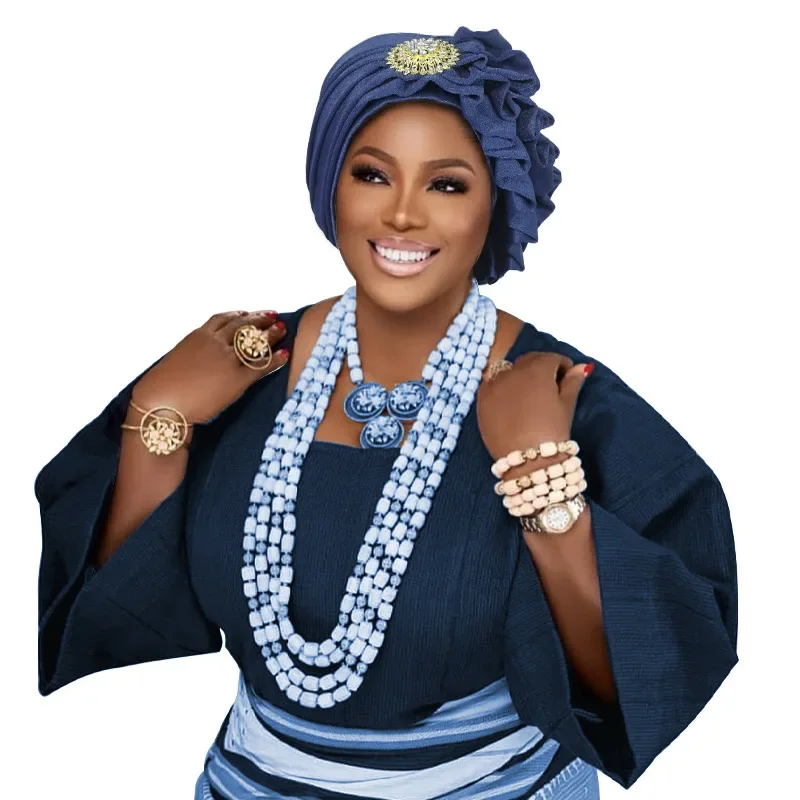 الماس تكدرت قبعة عمامة للنساء سيدة أفريقية أشرطة رأس نيجيريا Autogele ربطة الرأس حفل زفاف الإناث غطاء بونيه القبعات