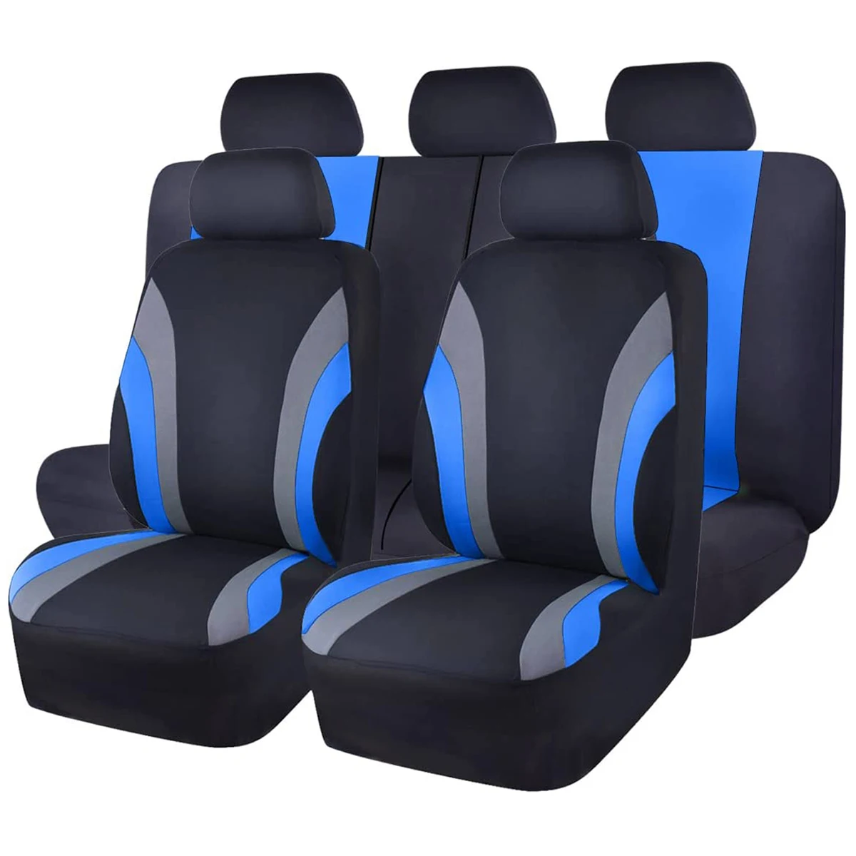 Sportlicher Stil, komplettes Set, Autositzbezüge aus Polyestergewebe, Autositzschutz, universell passend für die meisten Autos und SUVs – Detail 12