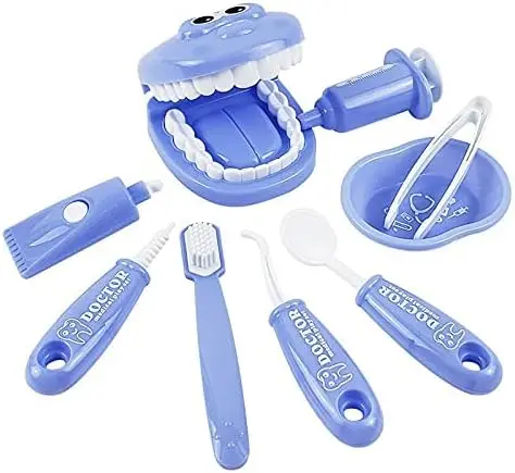 Juego de simulación de plástico para dentista, Kit médico de juguete de imitación para niños, juego de rol higiénico para cultivo de Habbit, 9 Uds.