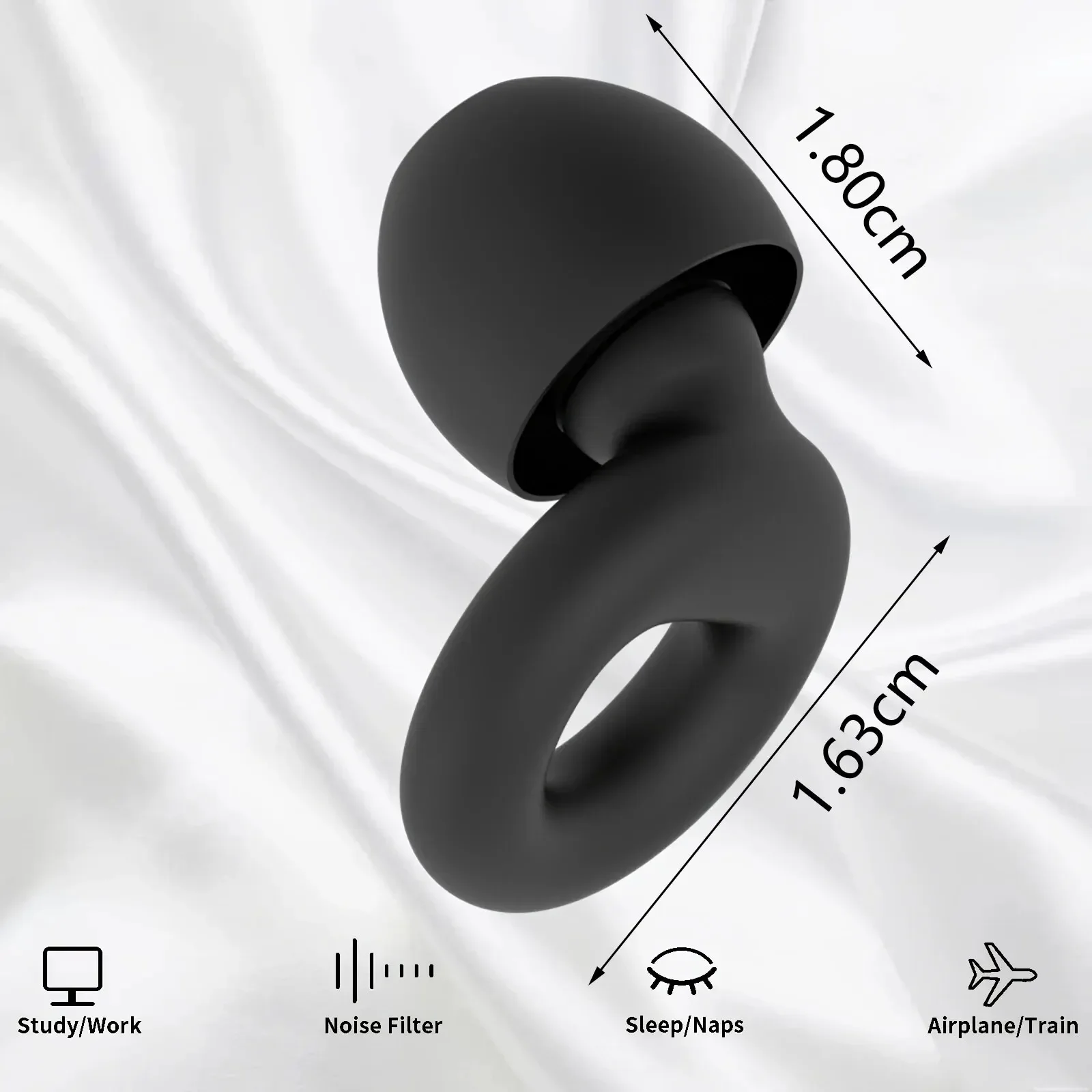 Quiet Ear Plugs for Noise Reduction – Super Soft, Reusable Hearing Protection for Sleep,Swim, Work 8 Ear Tips in XS/S/M/L