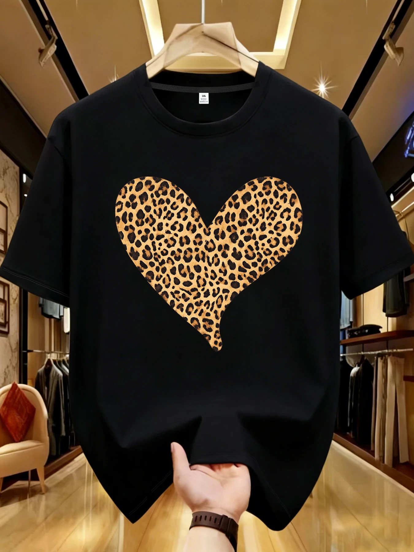 

【WDS01124】Leopard print plus size women's T-shirt summer casual street fashion women's Joker short sleeve T-shirt