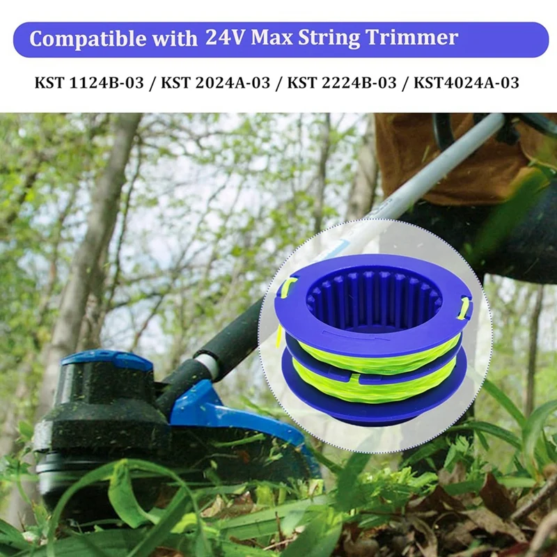 124-03 Spooled Trimmer Line 0.080-In 20Ft 3-Pack,For Kobalt 24-Volt Max Weed Wacker String Trimmer,Dual-Line Spool Easy Install