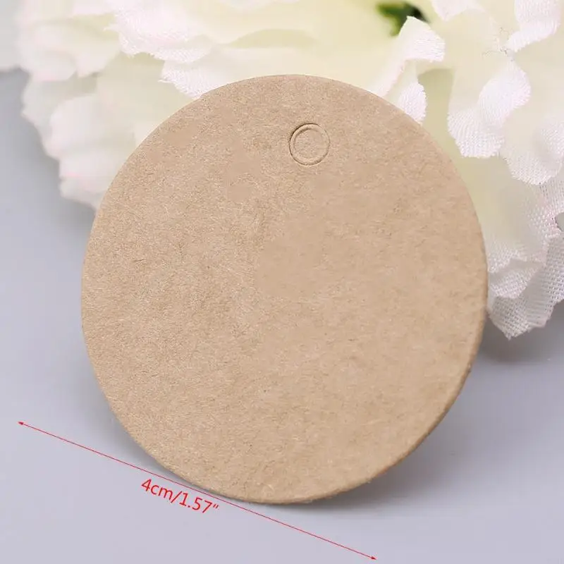 45be 100pcs trống giấy kraft Hang Tags Tiệc cưới Label Label Thẻ quà tặng 4cm
