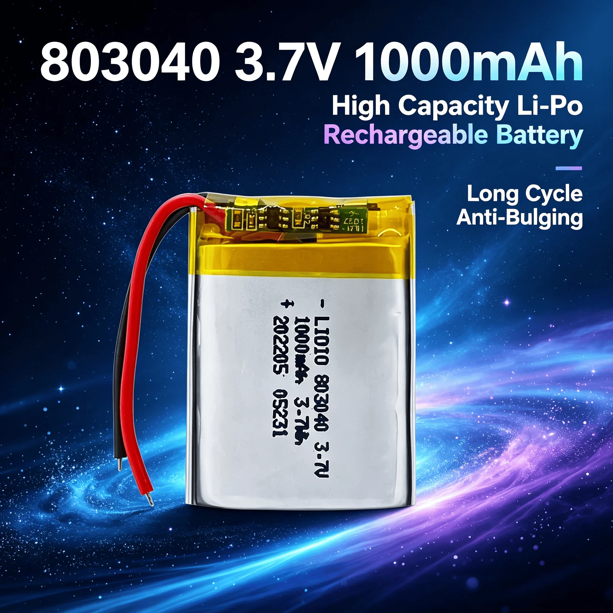 803040 3.7V 1000mAh High Capacity Li-Po Rechargeable Battery Long Cycle Anti-Bulging For GPS Navigator MP5 Bluetooth Headset