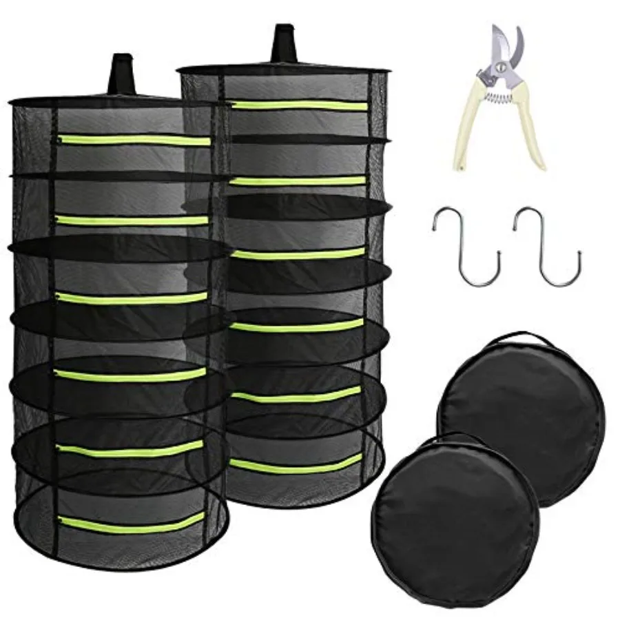 

Набор из 2 сушилок для трав, 6-слойные сетчатые подвесные сушилки с молнией для сушки трав, растений, бутонов, цветов, продуктов, мяса, фруктов