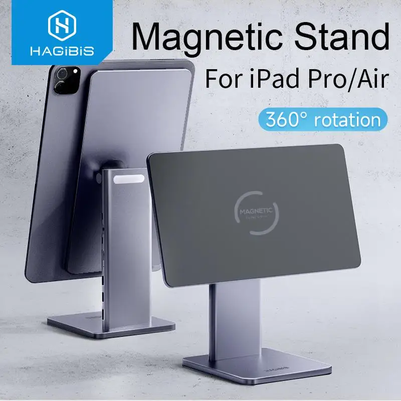 To Foldable Magnetic Stand for iPad Pro 12.9 3rd/4th/5th 11 Air iPad 10th Tablet Holder 10.9 Rotation bracket USB C Hub