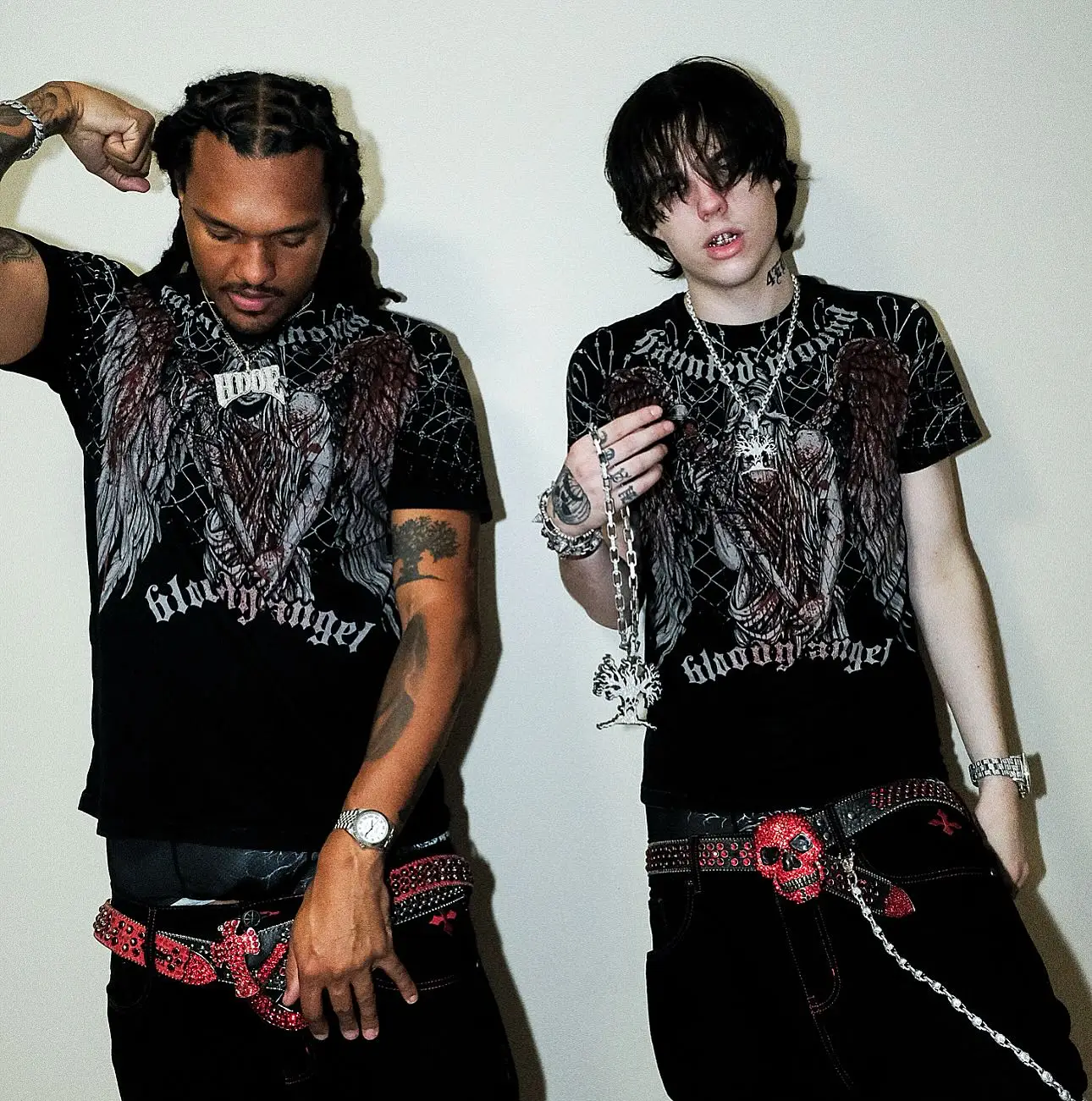 

Affliction x Haunted Mound skull graphic t shirts high street oversized t shirt cotton short sleeved couples y2k top