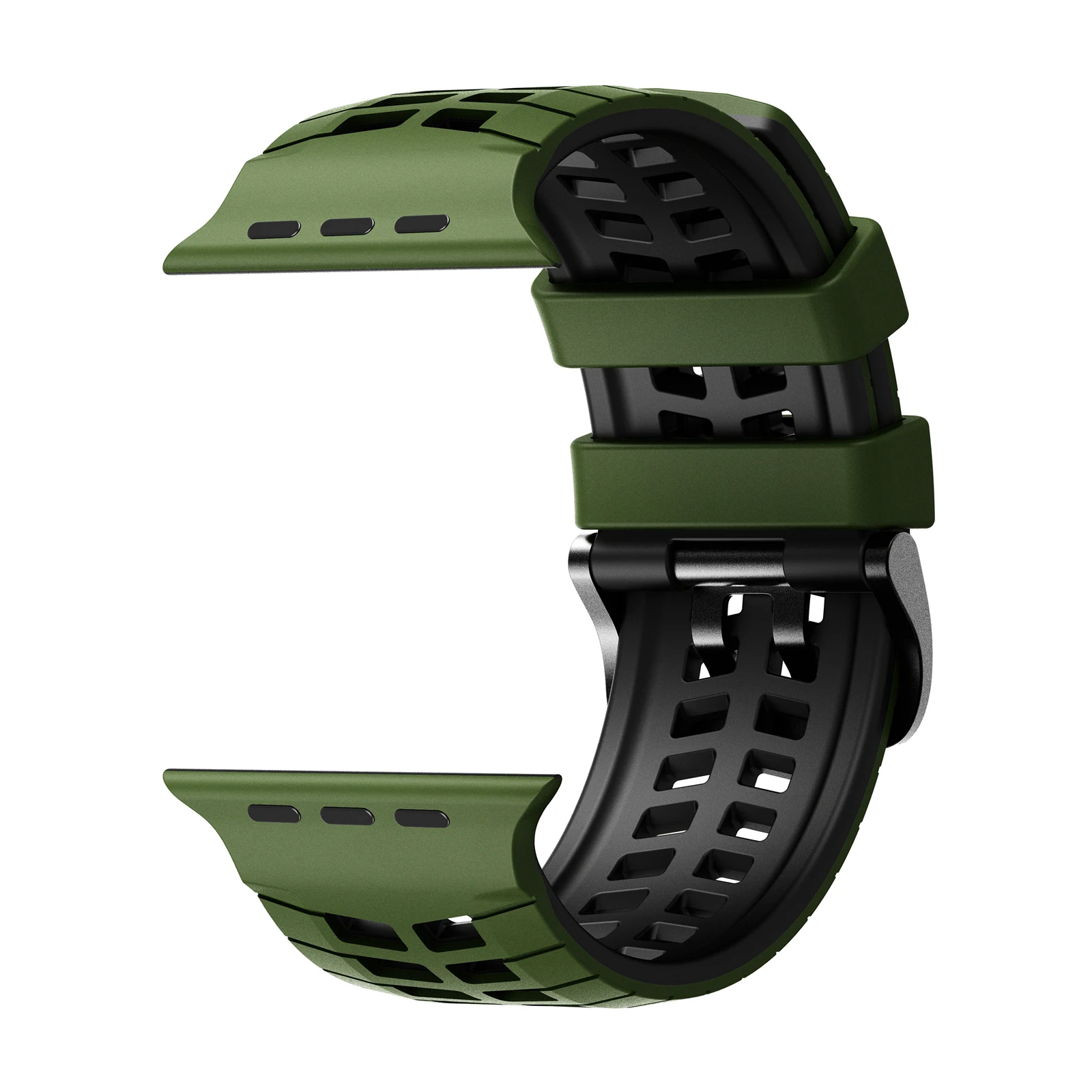 Double-row Holes Silicone Band for Apple Watch Ultra 3 2 1 49mm / Series 11 10 46mm / 9 8 7 45mm / SE3 SE2 SE 6 5 4 44mm / 3 2 1